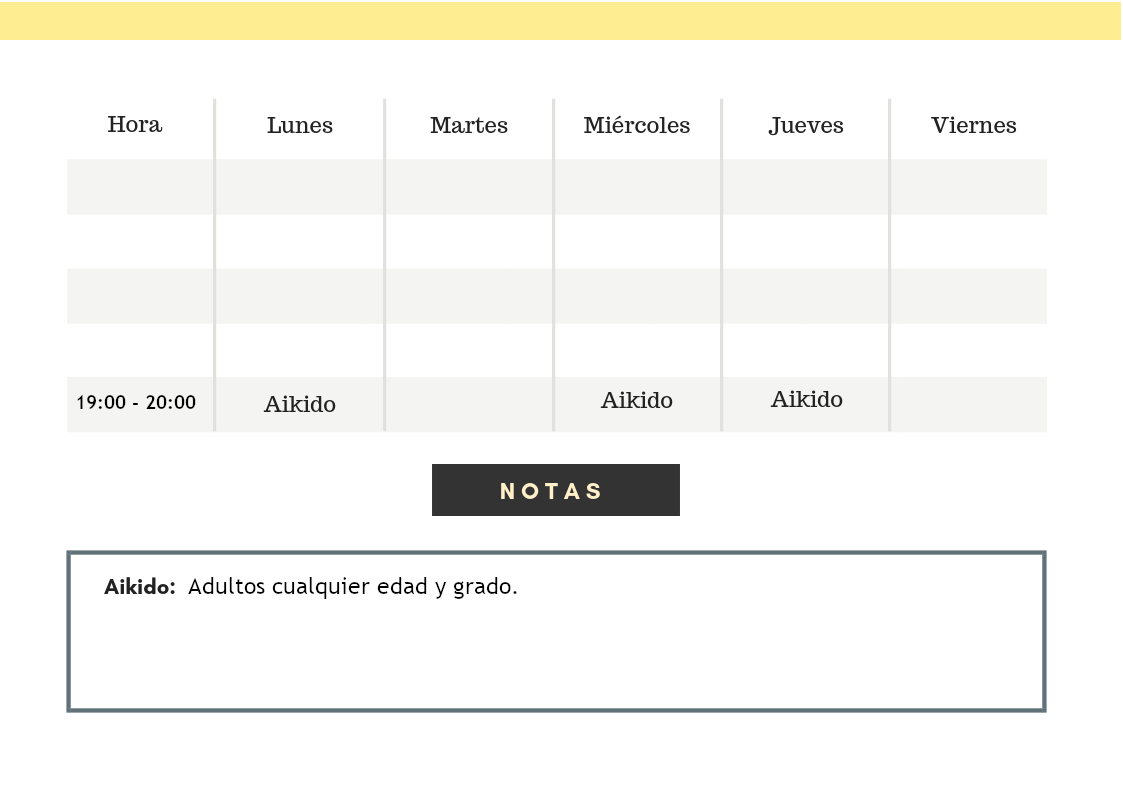 Horario Dojo Aikido Shizen - Murcia